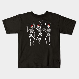 Christmas Dancing Skeletons in Santa Hats Kids T-Shirt